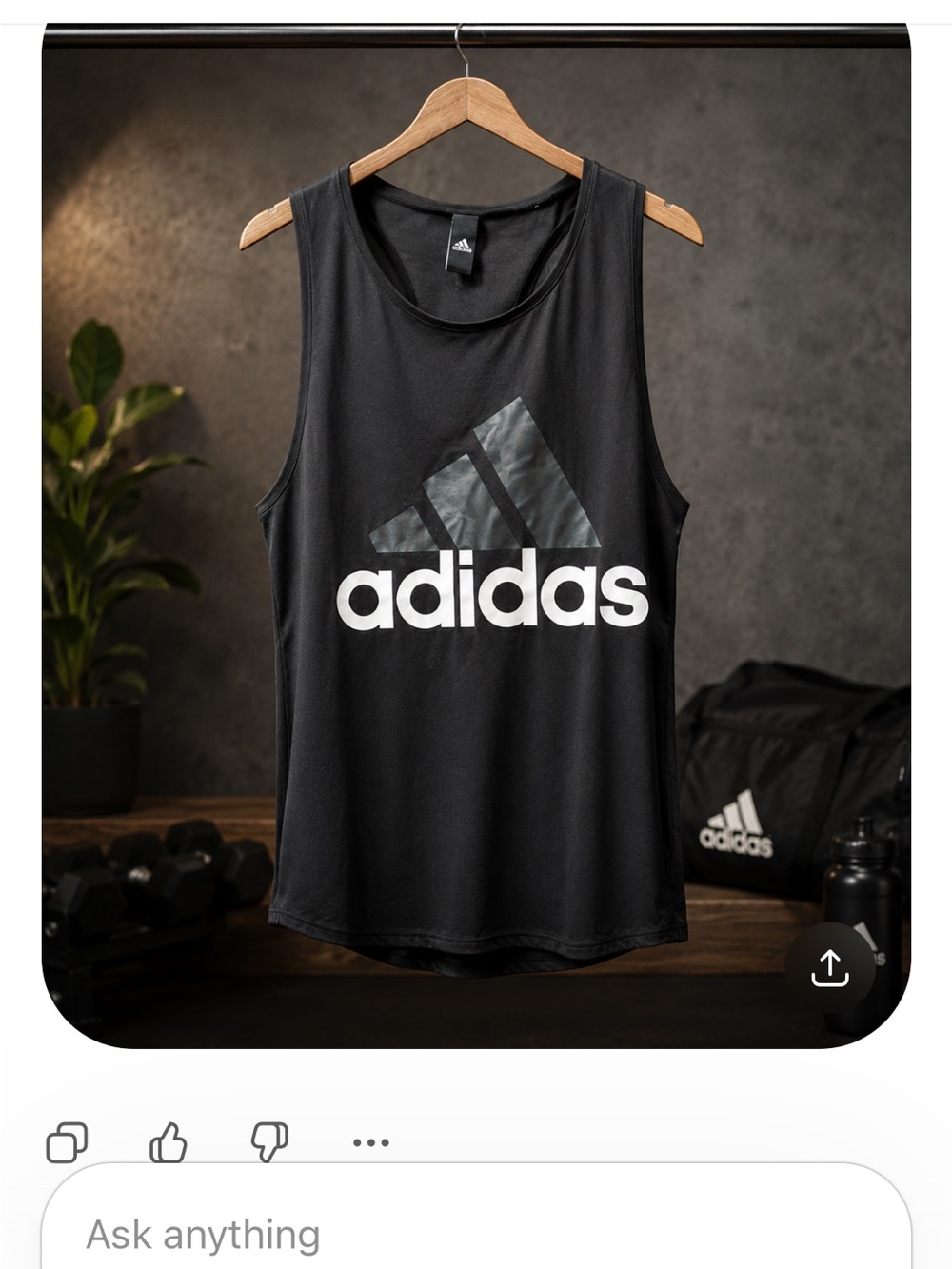 adidas Black Tank with White Wordmark